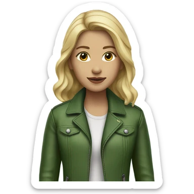 Light-skinned blonde with medium length in a green leather jacket sticker