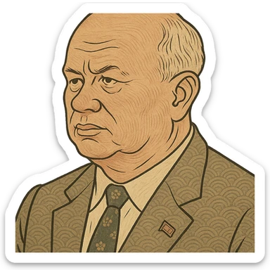 ukiyo-e style portrait of Nikita Khrushchev sticker
