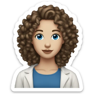 White skin brunette curly hair blue eye sticker