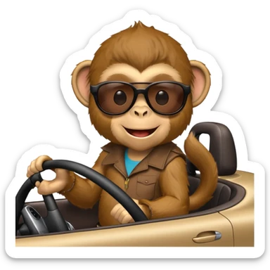 a monkey driving a car
 sticker