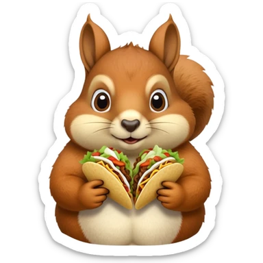 Fat squirrel eating tacos sticker