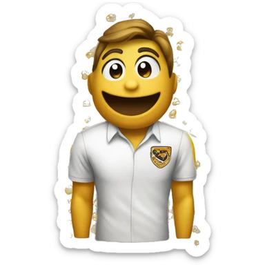 Emoji de la mascota universitaria de la UCV con su camisa del equipo celebrando  sticker