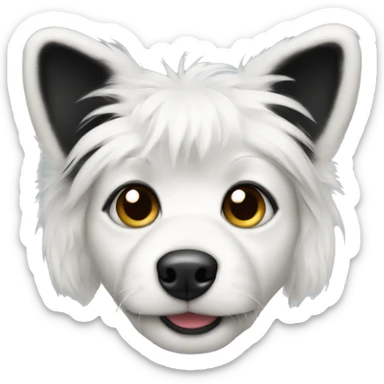 Cute white and black dog with fur ears sticker