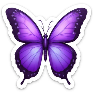 Una mariposa violeta con enormes pestañas y brillos en sus alas sticker