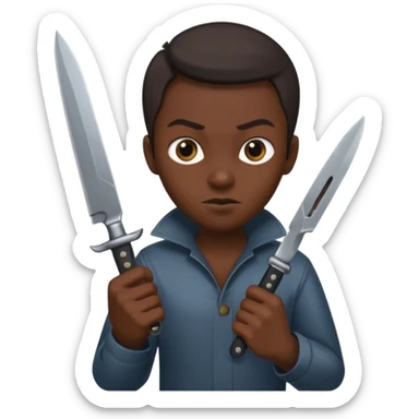 a evil face with a knife in their hand and te emoji tu be just the head and the hand with the knife sticker