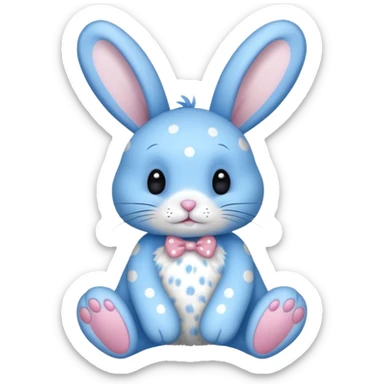 A blue bunnny with polka dots sticker