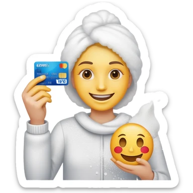 Happy emoji with creditcard in hand and a pile of powder sticker