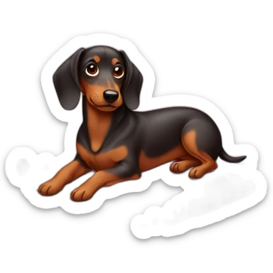 Girl sausage dog lying on a blanket  sticker