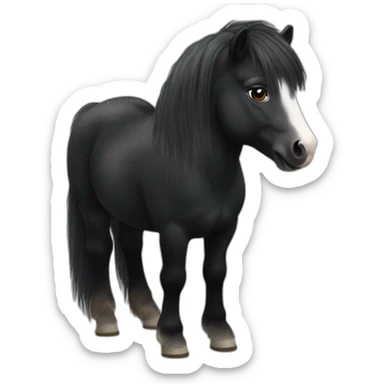 black shetland pony with small white fleck on shoulder sticker