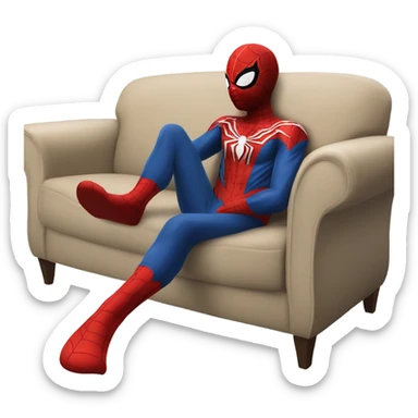 Spider-Man laying on the couch sticker