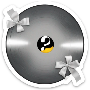 vinyl record with white bow sticker
