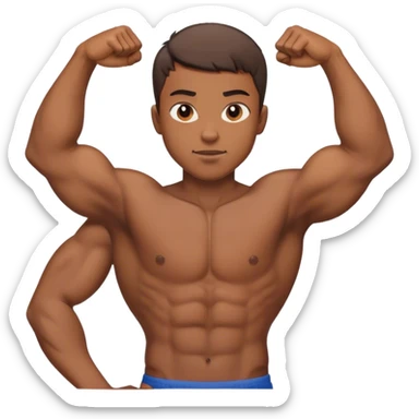 Brown Shirtless guy with short hair flexing sticker