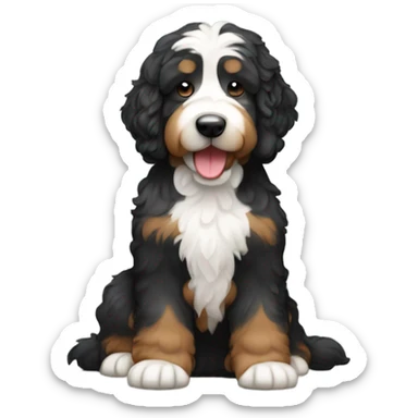 bernedoodle with computer sticker