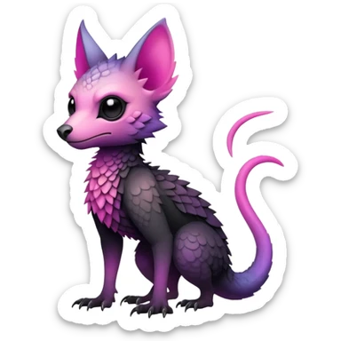 Cool Edgy Black-pink-purple-gradient badass Trico-animal-creature full body sticker