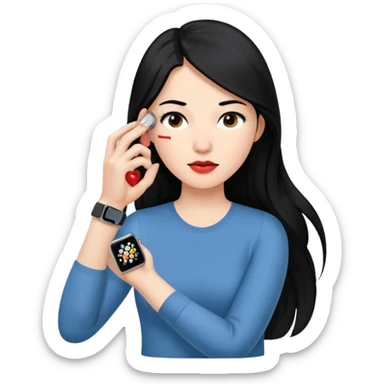 mujer cabello negro largo piel blanca con apple watch en su muñeca midiendo hipertension sticker
