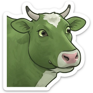 female Cow eating pink slop sticker