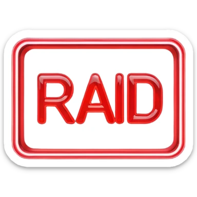 a rectangular neon sign that says RAID sticker