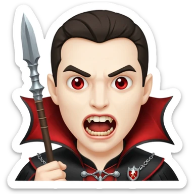 vampire guard with spear open mouth sticker
