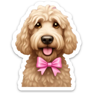 Labradoodle with pink bows sticker