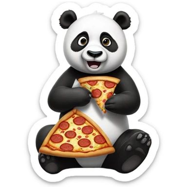 Panda Eating a slice of pizza with soda sticker