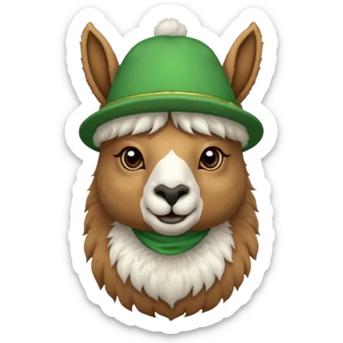 LLama and hat green sticker