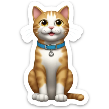 Happy cat, full body cat, cat collar, side perspective sticker