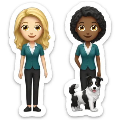 blond english teacher with black white border collie sticker