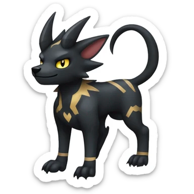 Cool Edgy Houndoom-Luxray Fakémon Digimon with Edgy markings, full body, outlined sticker