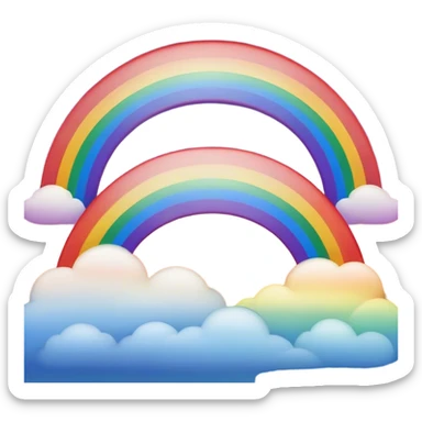 Cinematic Realistic Rainbow Emoji, Arching gracefully across the sky, with soft, glowing hues of red, orange, yellow, green, blue, indigo, and violet blending seamlessly into one another. The rainbow feels like a hopeful promise, gently illuminating the sky with a warm, uplifting glow. Soft glowing outline, capturing the essence of joy, hope, and vibrant color in a stunning rainbow! sticker