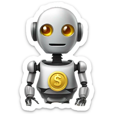Cute robot with dollar coins sticker