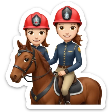 brown haired girl on a cheatnut hporse smiling' sticker