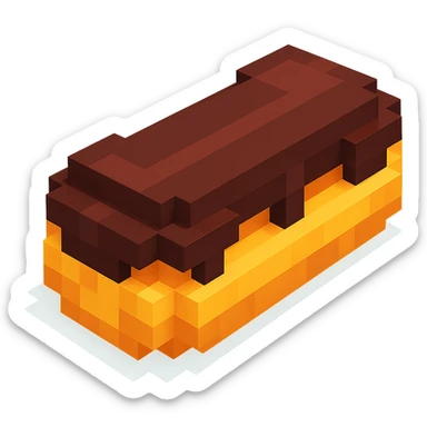 voxel eclair, blocky 3D, chocolate glaze sticker