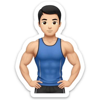 nein es soll ein fitness trainer sein der männlich ist mit schwarzen haaren stehend sticker