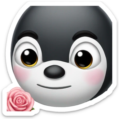 Pingüino con rosas  sticker