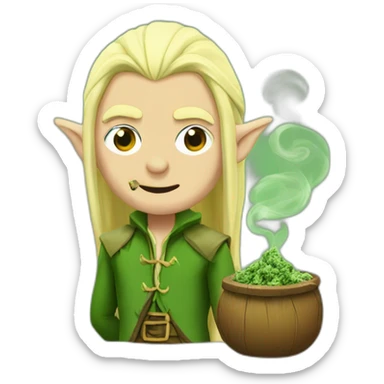 Legolas the elf smoking cannabis sticker