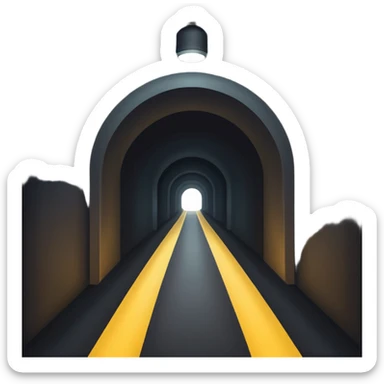 dark tunnel mysterious with faint light at the end, Google emoji style sticker