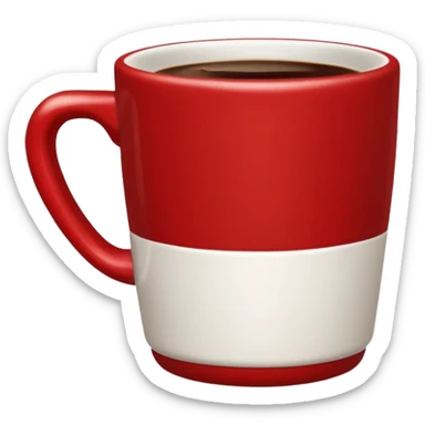 A coffee cup emoji with a red, brown, and white color theme sticker