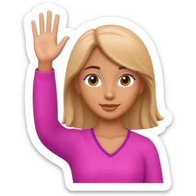 generate realistic detailed girl waving hi 3d style  sticker