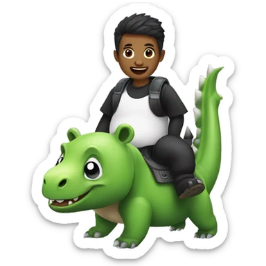 Panda ride on dinosaur sticker
