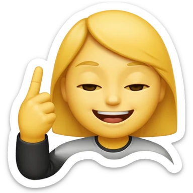 An emoji with eyes closed and smiling and pulling the middle finger sticker