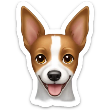 happy female white and brown toy fox terrier with long fur sticker