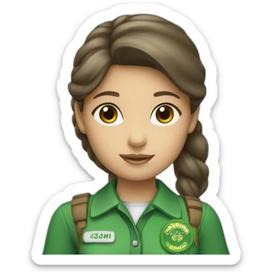 girl scout with green polo sticker