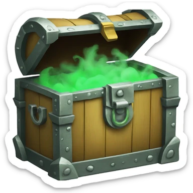 open treasure chest with green smoke coming out sticker