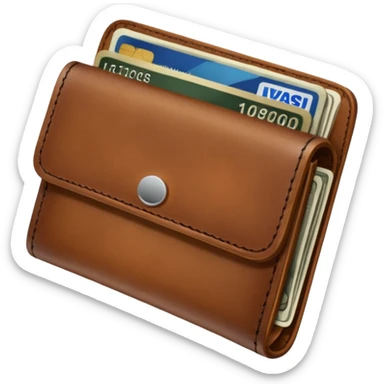 portefeuille marron avec quelques billets et carte bancaire sticker