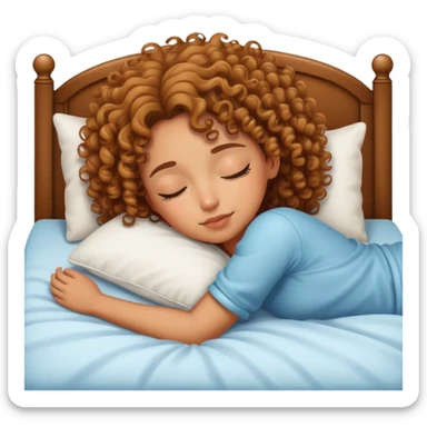 Curly girl lying on a bed sleeping sticker