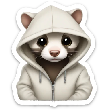 ferret wearing hoodie sticker