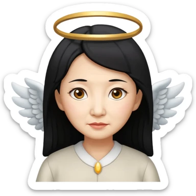 Angel Old Lady with wings black hair asian  smaller eyes sticker