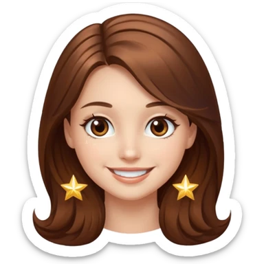 beautiful girl with long and brown hair and brown eyes with sparkles by herside sticker