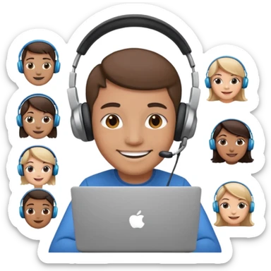 video meeting via laptop smiling person  sticker