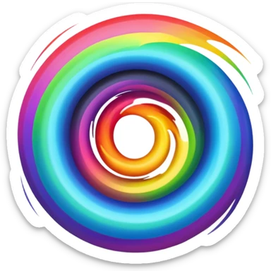 rainbow black hole, swirling colors, cosmic, vibrant, glowing, stylized as an emoji sticker